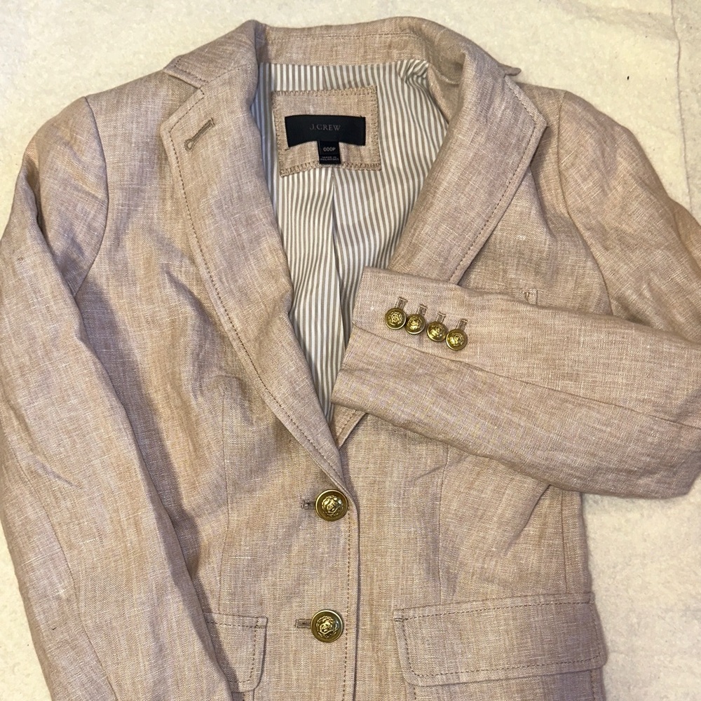 J. Crew Women's Beige Blazer with Gold Buttons